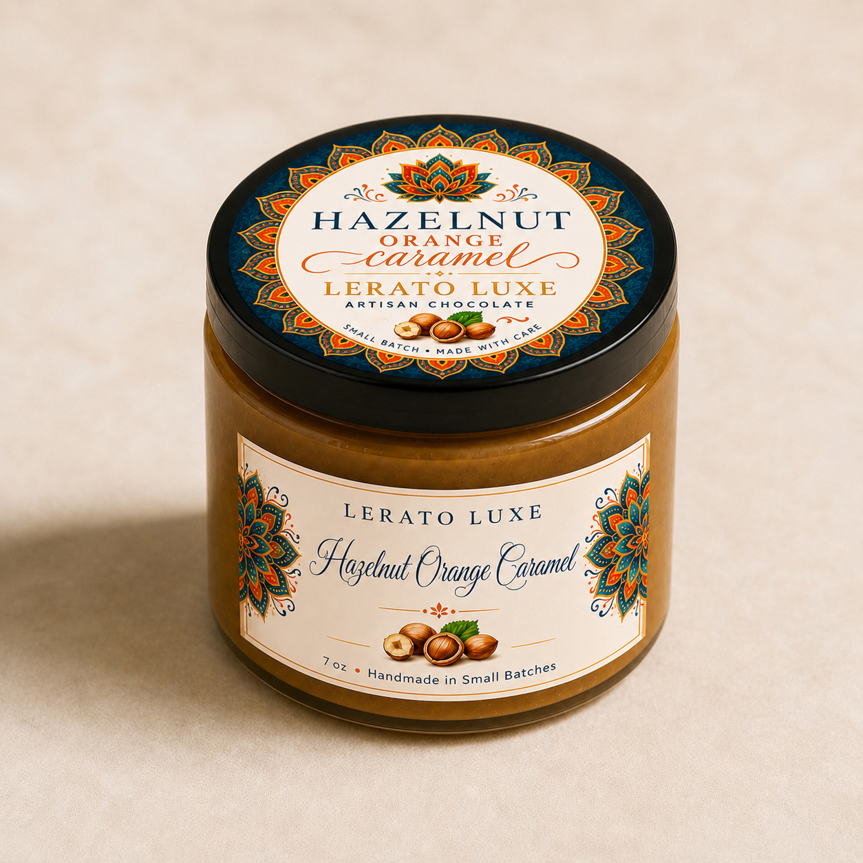 Hazelnut Orange  Caramel Spread-  Handcrafted Small Batch Caramel , 7 oz