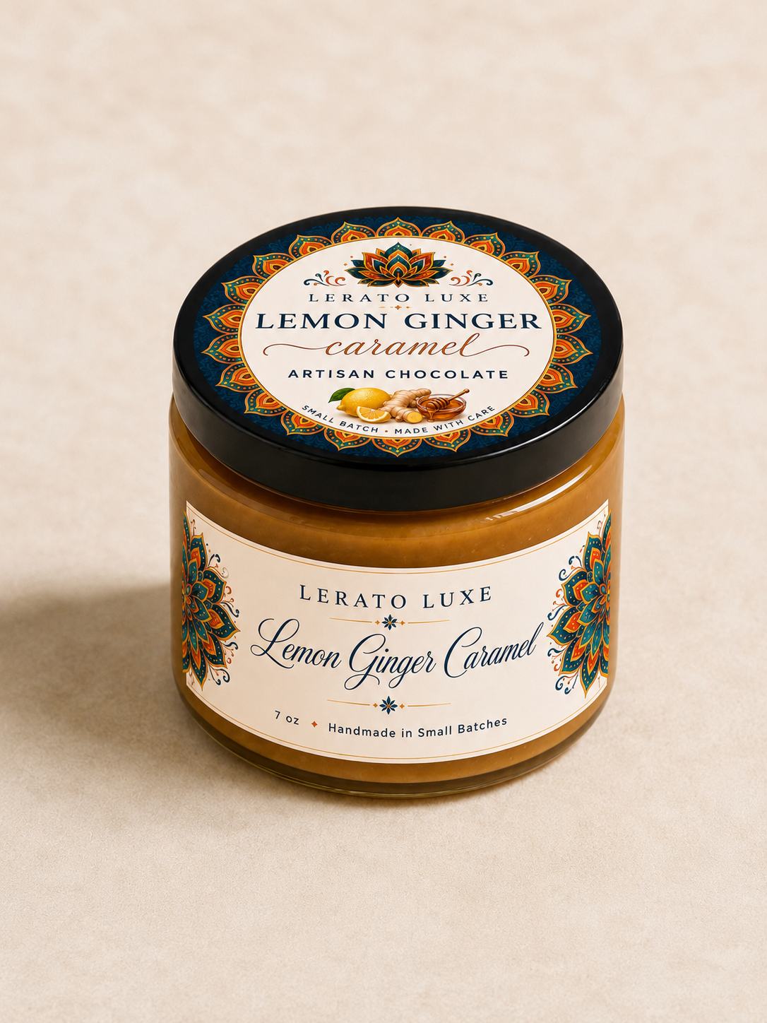Lemon Ginger Caramel Spread – Small Batch Gourmet Caramel – 7 oz